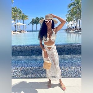 White crochet cover-up & swim